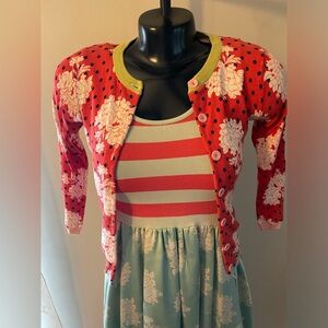 Matilda Jane Girls Red White Floral Sweater size 6